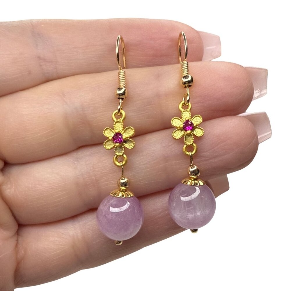 Flower Rose Quartz Pink dangle earrings jewelry fashion accessories women’s NEW